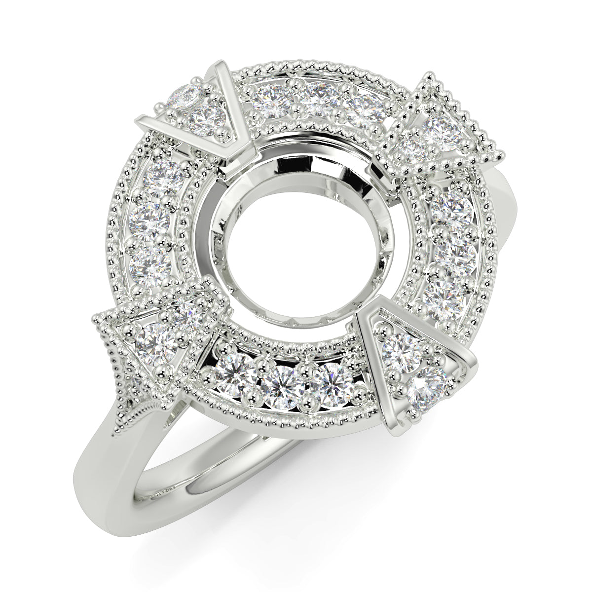 Vintage Halo Round Ring