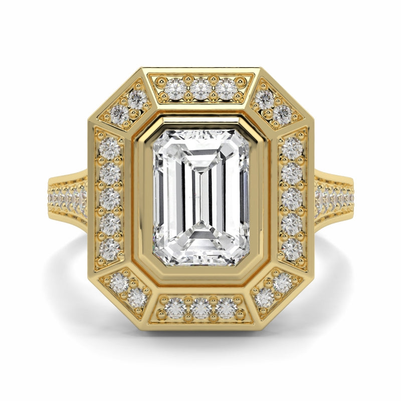 Vintage Halo Emerald Ring