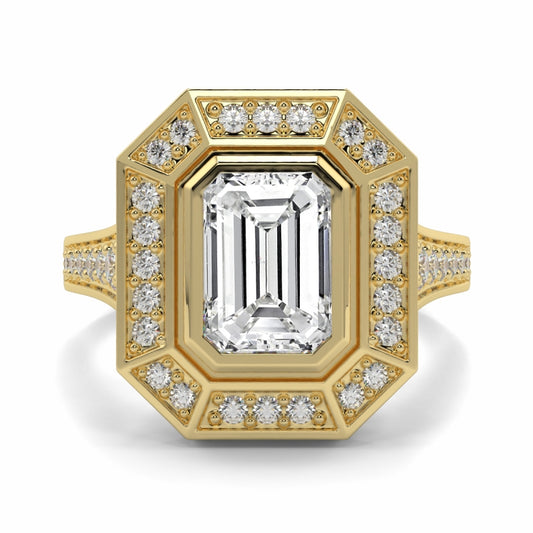 Vintage Halo Emerald Ring