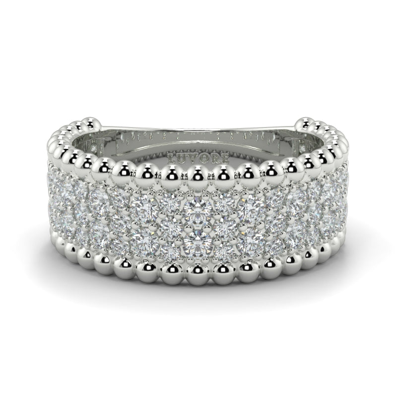 Diamond Pave Designer Ring Rounds Wedding Band Diamond Set