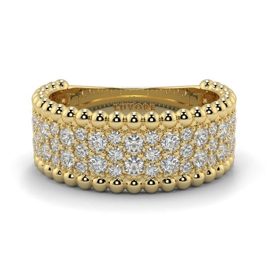 Diamond Pave Designer Ring Rounds Wedding Band Diamond Set