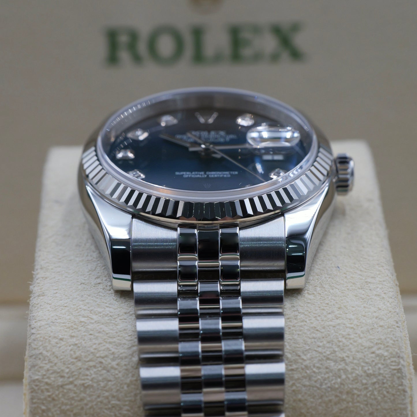 Datejust 36 Blue Diamond Dial Concealed Clasp 116234 - Full Set (2015)