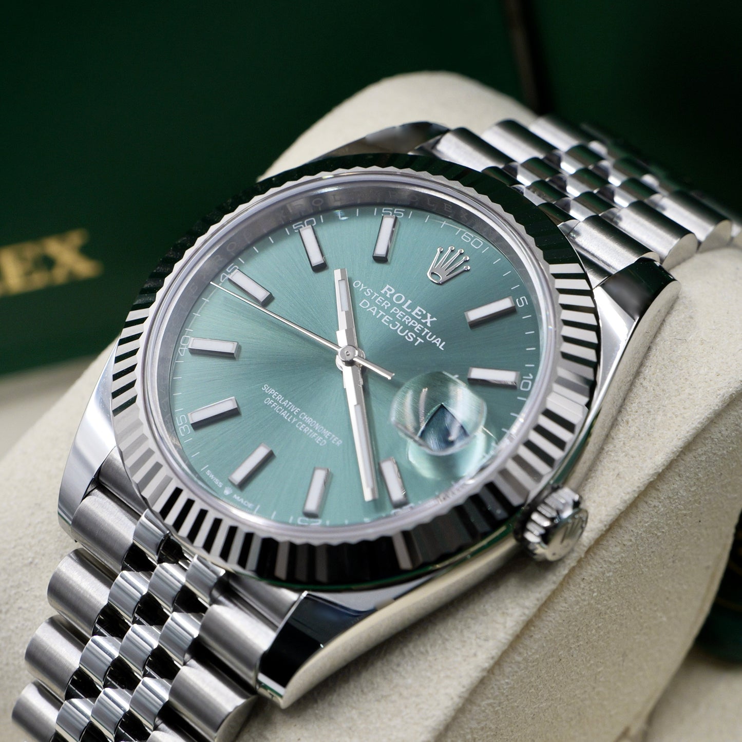 Rolex Datejust 41 Mint Green Fluted Jubilee 126334 - Full Set (2025)