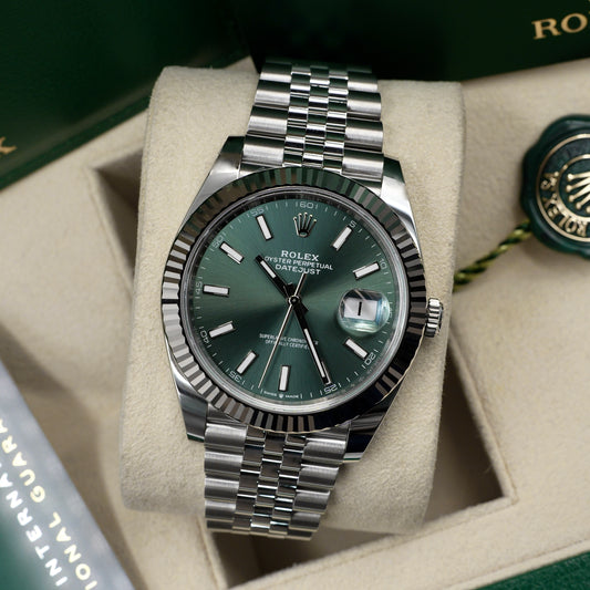 Rolex Datejust 41 Mint Green Fluted Jubilee 126334 - Full Set (2025)
