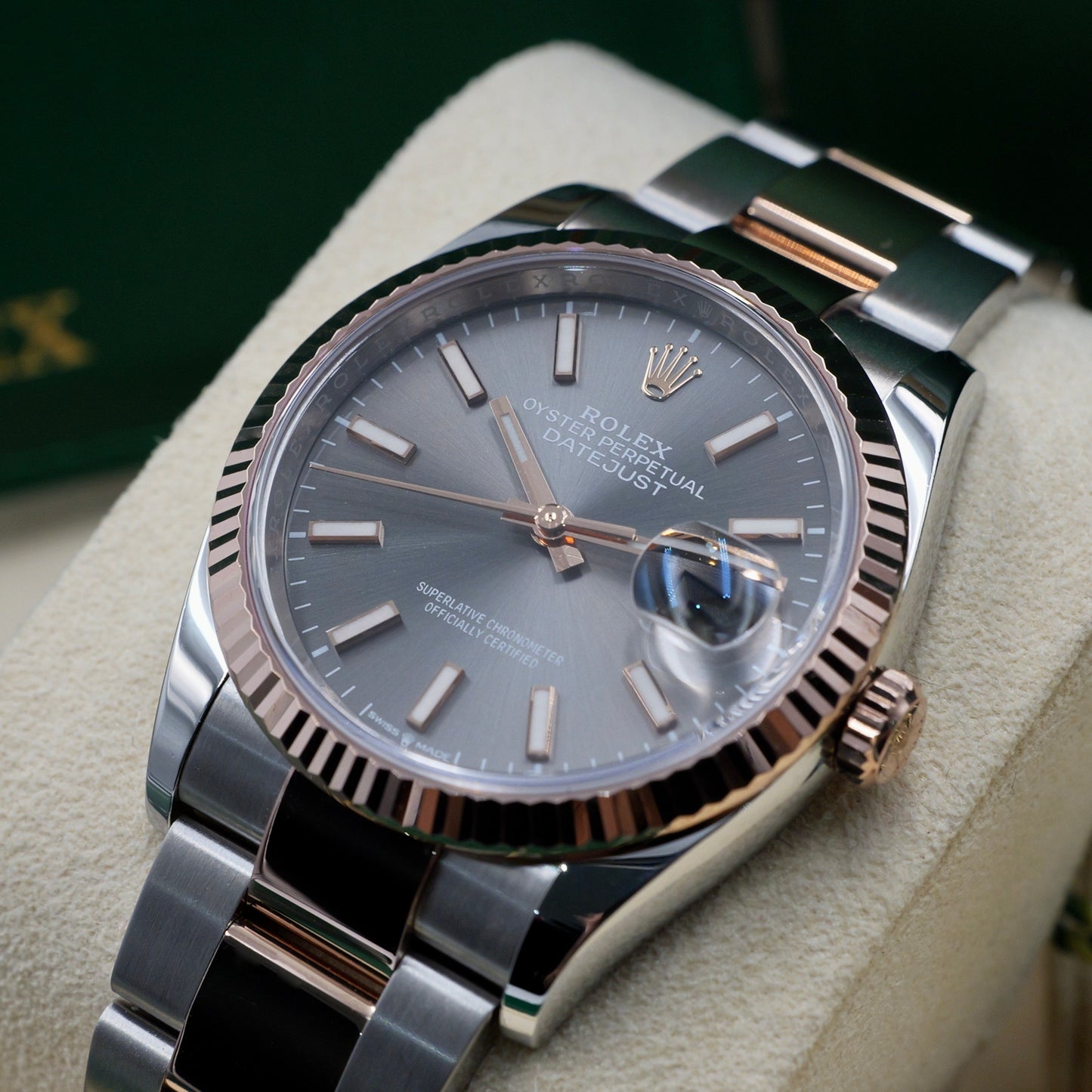 Rolex Datejust 36 Steel & Rose Gold Rhodium Dial 126231 - Full Set (2021)
