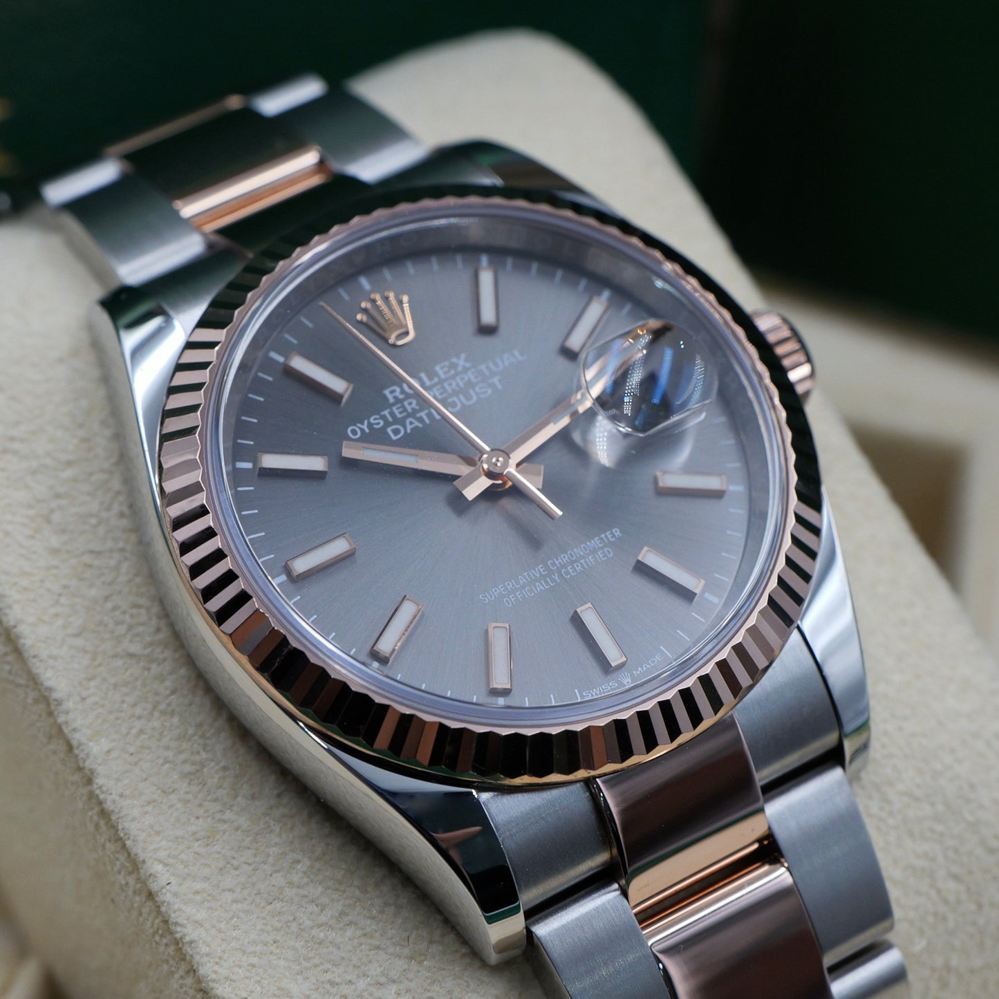 Rolex Datejust 36 Steel & Rose Gold Rhodium Dial 126231 - Full Set (2021)
