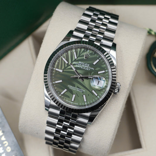 Rolex Datejust 36 Green Palm Motif Dial 126234 - Full Set (2023)