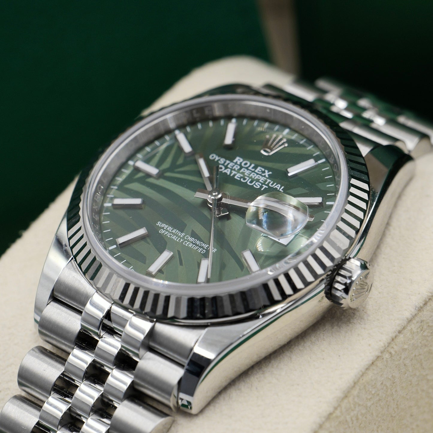 Rolex Datejust 36 Green Palm Motif Dial 126234 - Full Set (2023)