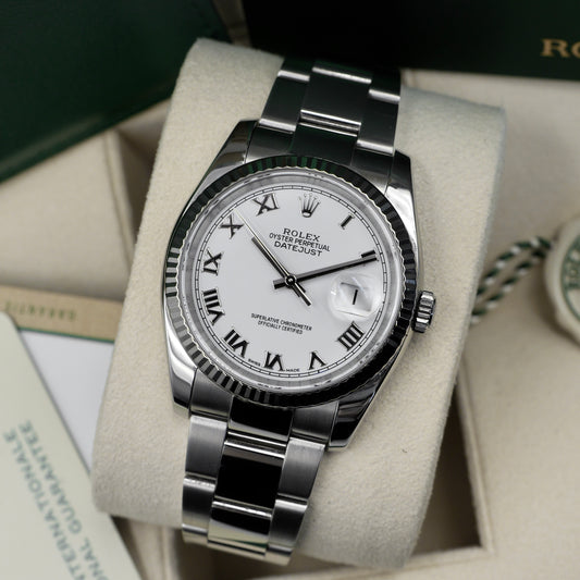 Rolex Datejust 36 White Roman Dial 116234 - Full Set (2017)