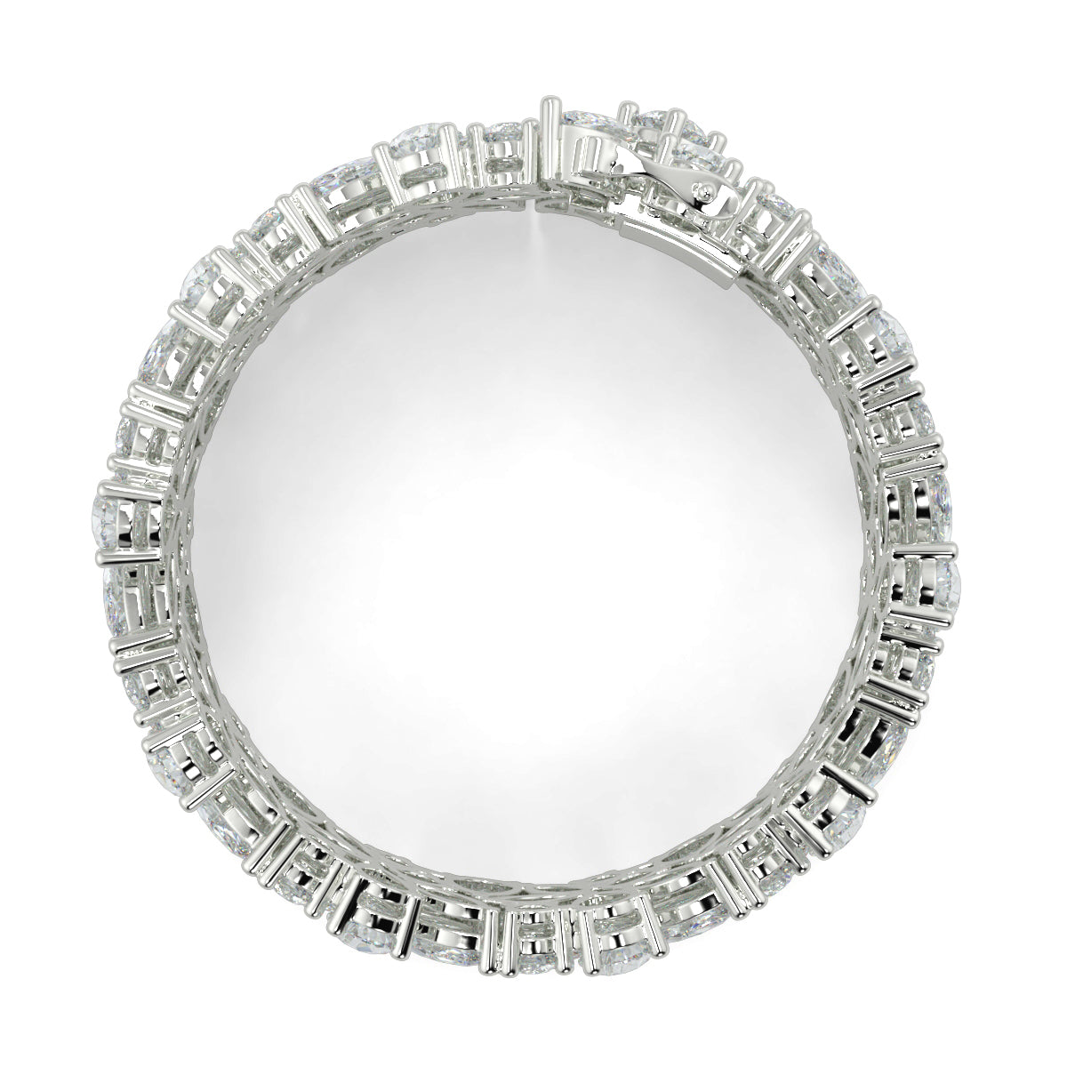Diamond ring with a round center and rectangular baguette diamonds on a white background yb jewellers designer bracelet with fancy diamonds and set in platinum 18k white gold 