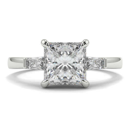 Princess 3 Stone Baguette Sides Ring