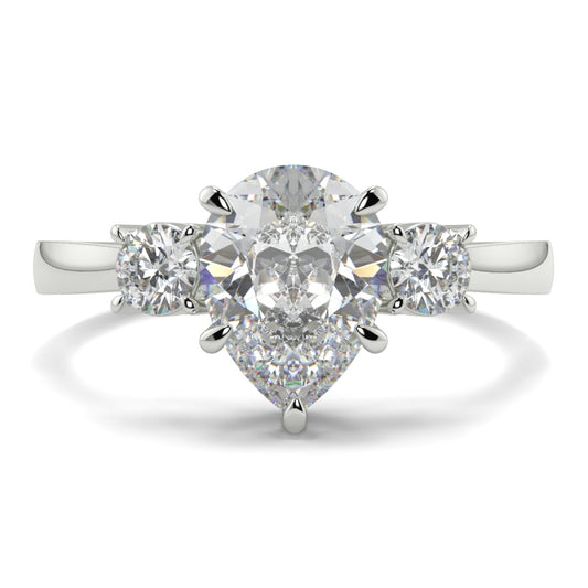 Pear 3 Stone Round Sides Ring