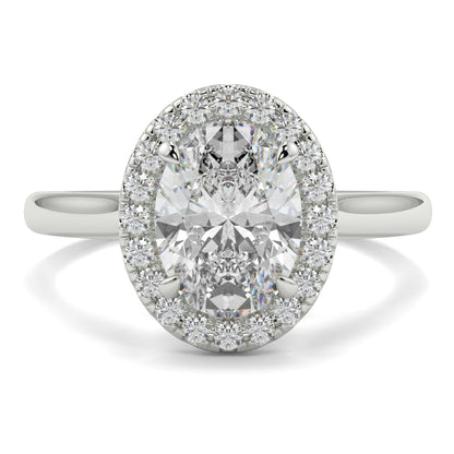Diamond ring with a halo on a white background yb jewellers iamond halo with plain shoulder oval shape 