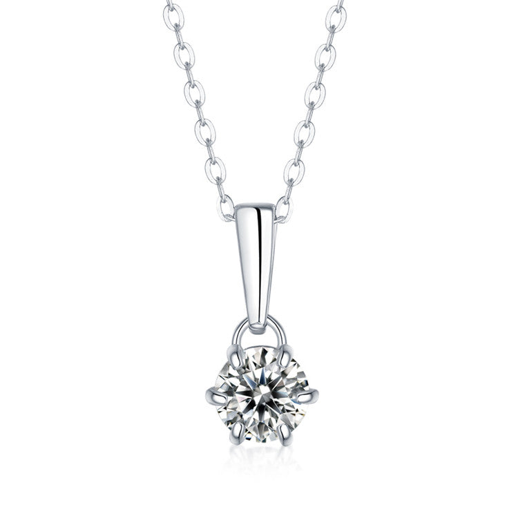 6 Claw Solitaire Diamond Pendant Necklace