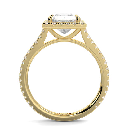 Gold ring with a diamond on a white background yb jewellers engagement ring princess cut diamond ring tiger claws