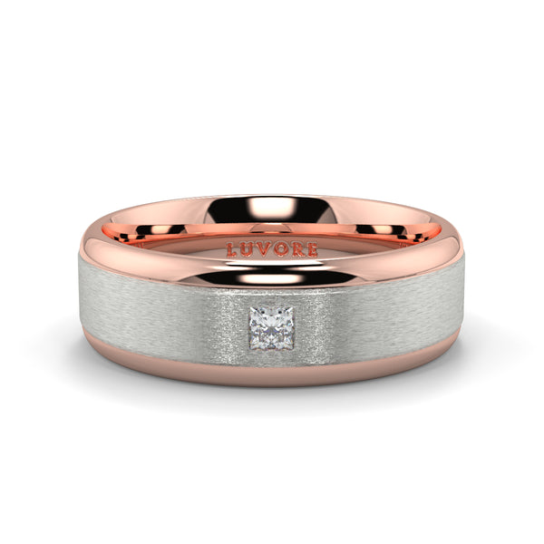 6mm Gents square  cut Diamond wedding two tone matte finish Bands Luvore diamonds Platinum Gold Rose  (21).jpg
