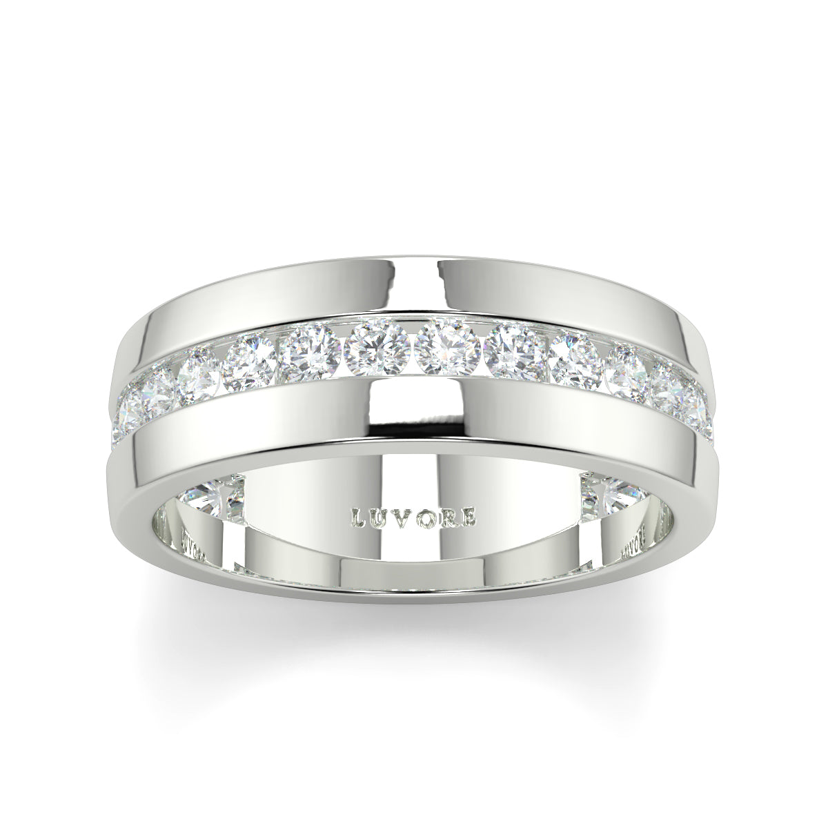 Diamond Row - 6.00mm - Gents Wedding Band