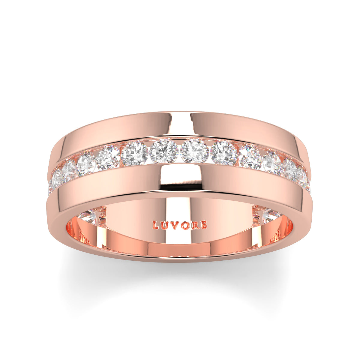 Diamond Row - 6.00mm - Gents Wedding Band