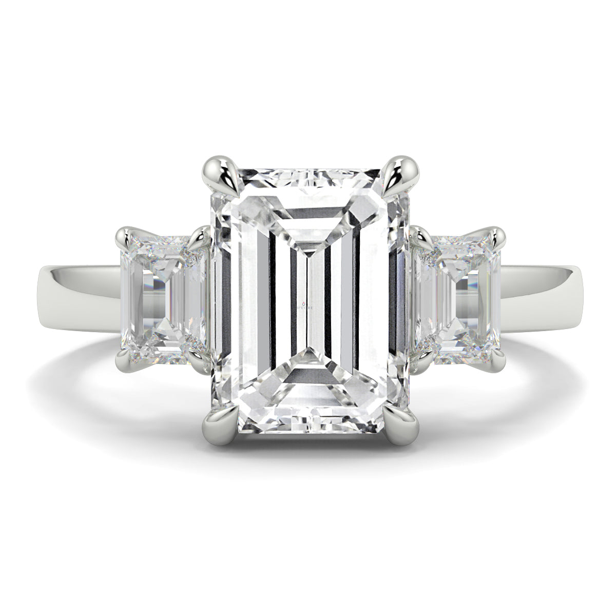 Valentina - 3.0 CT - Emerald Diamond Trilogy Ring
