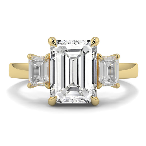 Valentina - 3.0 CT - Emerald Diamond Trilogy Ring 