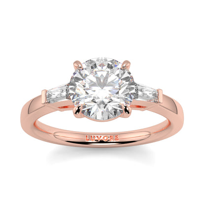 Margaret - 2.0 CT - Round & Baguette Diamond Ring