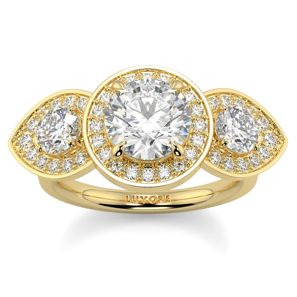 Celeste - 1.5 CT - Round Trilogy Halo Ring 