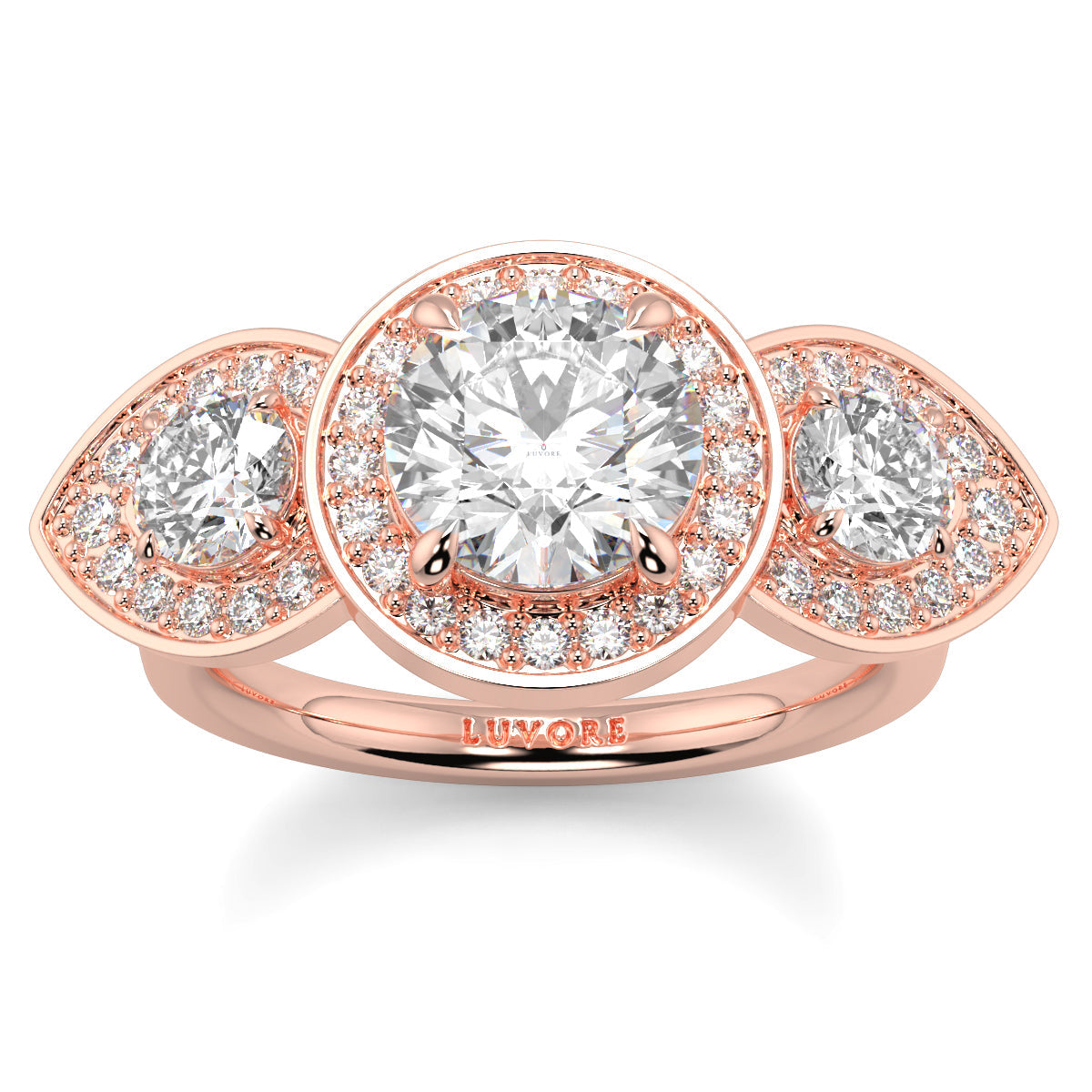 Celest - 1.5 CT - Round Trilogy Halo Ring
