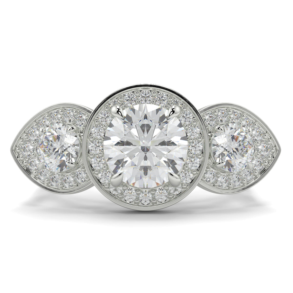 Celest - 1.5 CT - Round Trilogy Halo Ring