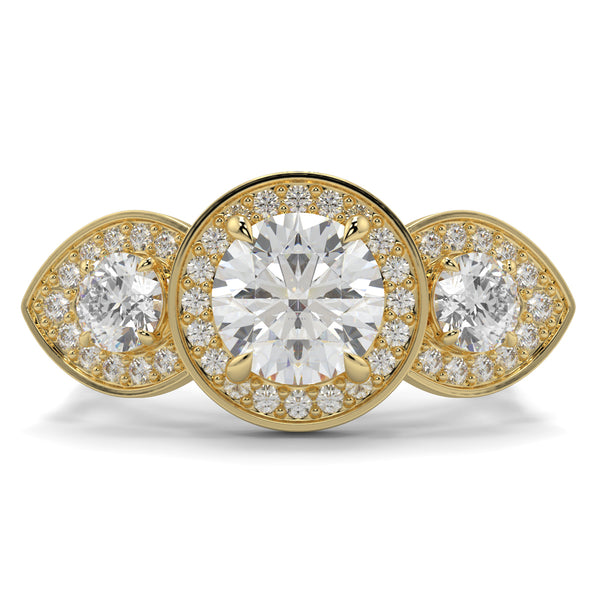 Celeste - 1.5 CT - Round Trilogy Halo Ring 