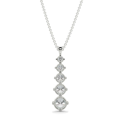Aurora five‑stone diamond necklace graduated 0.05–0.50 ct 4‑claw in 18k white gold on 16" chain, studio shot
