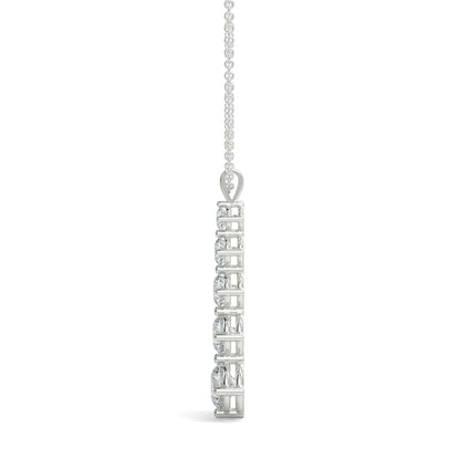 Aurora five‑stone diamond necklace graduated 0.05–0.50 ct 4‑claw in 18k white gold on 16" chain, studio shot on a white background