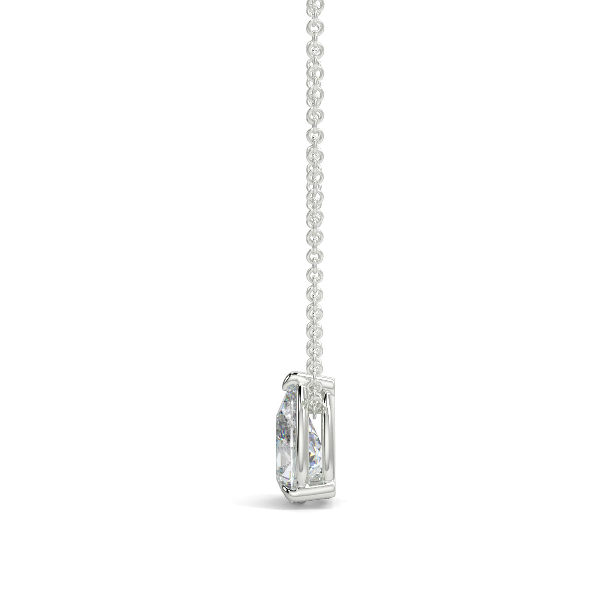 Diamond pendant on a chain against a white background pear shape diamond pendant yb jewellers necklace best selling