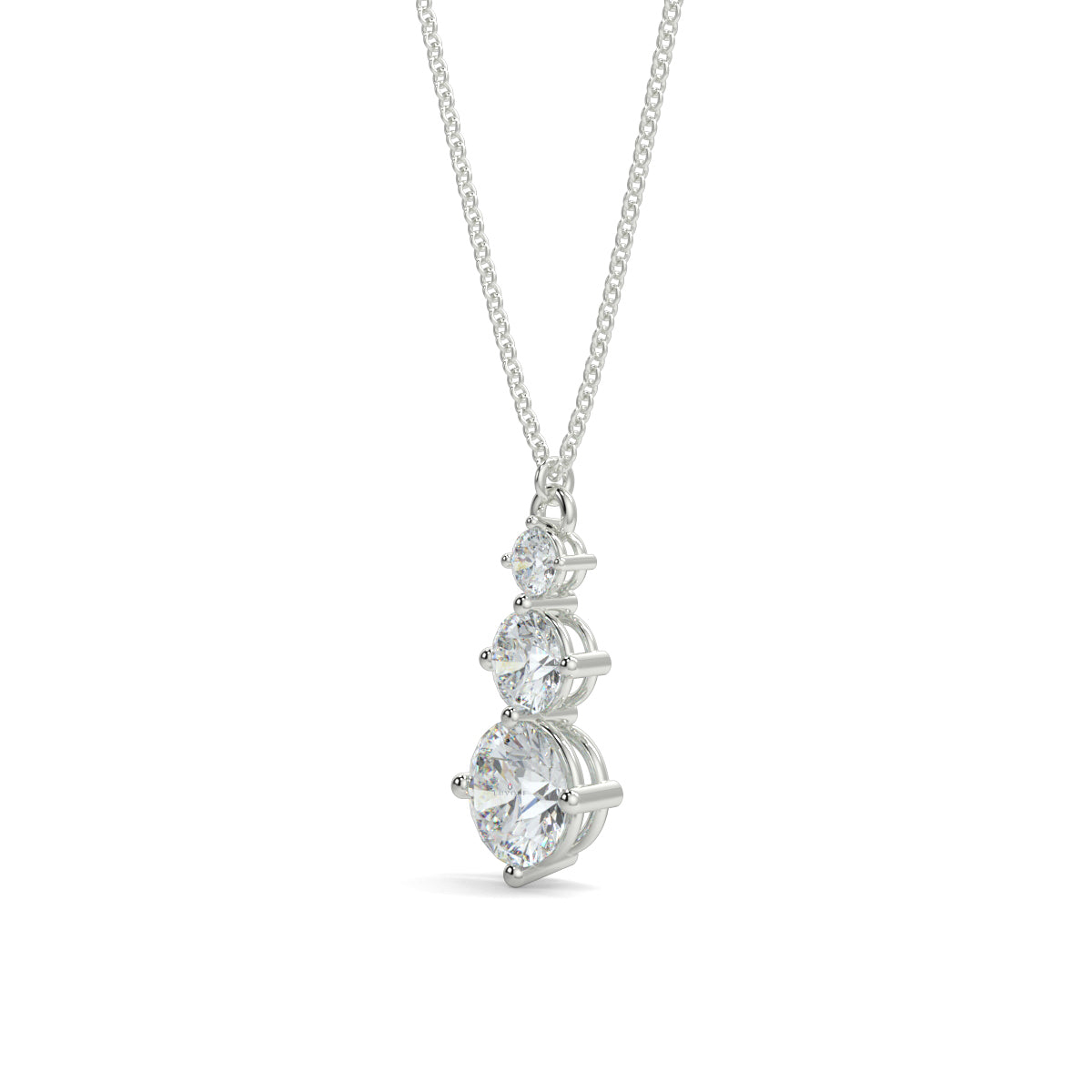 Diamond necklace on a white background