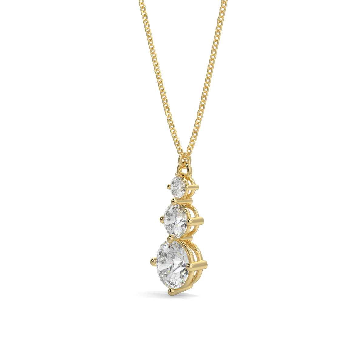 Gold necklace with a diamond pendant on a white background  necklace yb jewellers diamond necklace 3 stone 