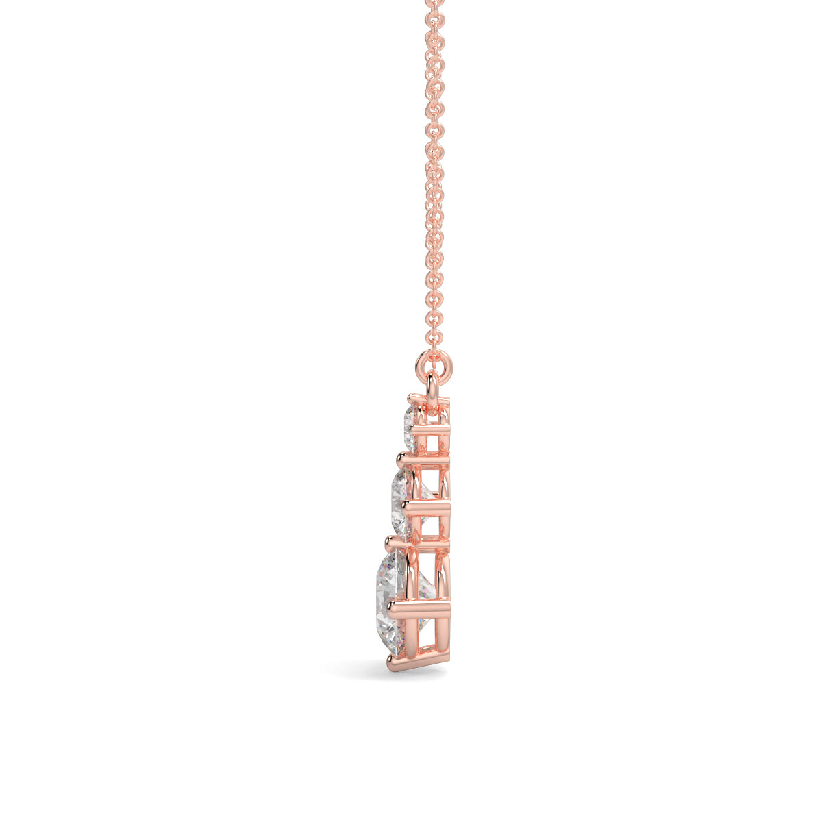 Rose gold necklace with a pendant on a white background  necklace yb jewellers diamond necklace 3 stone 