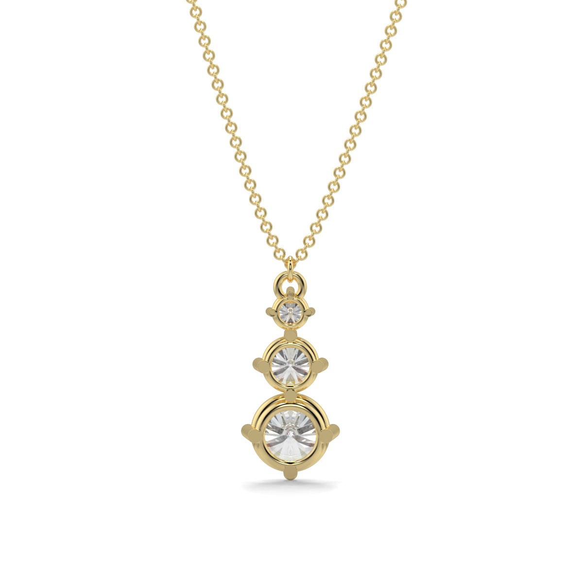 Gold necklace with a pendant featuring two clear gemstones on a white background  necklace yb jewellers diamond necklace 3 stone 
