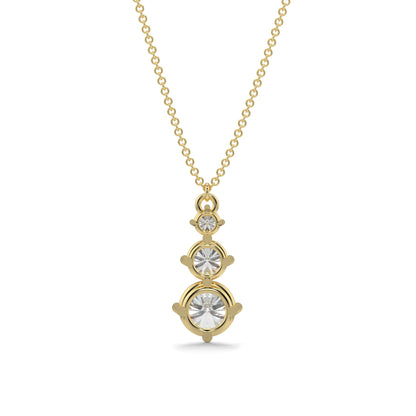 Gold necklace with a pendant featuring two clear gemstones on a white background  necklace yb jewellers diamond necklace 3 stone 