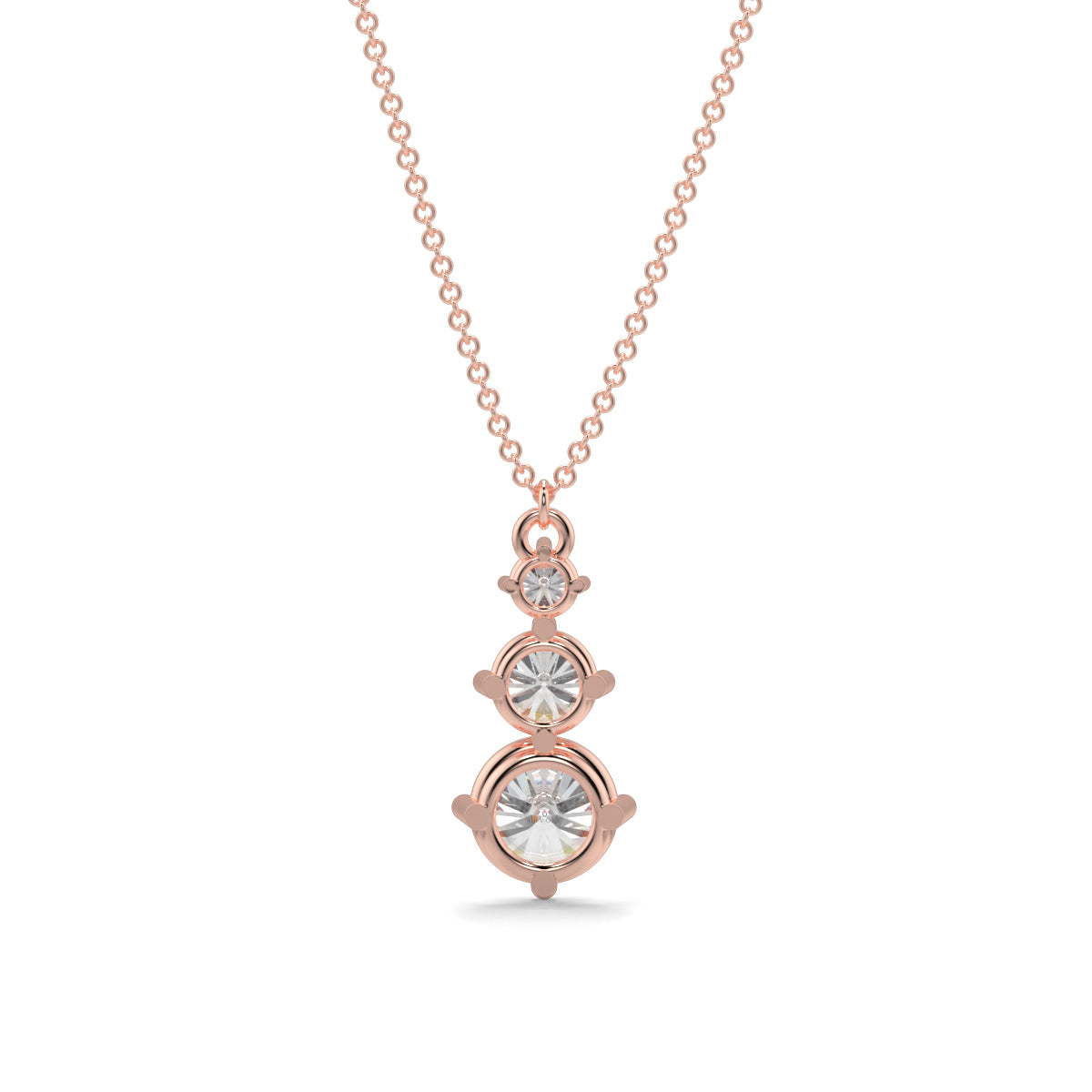 Rose gold necklace with a clear gemstone on a white background  necklace yb jewellers diamond necklace 3 stone 