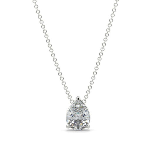 Teardrop-shaped diamond pendant on a chain against a white background pear shape diamond pendant yb jewellers necklace best selling