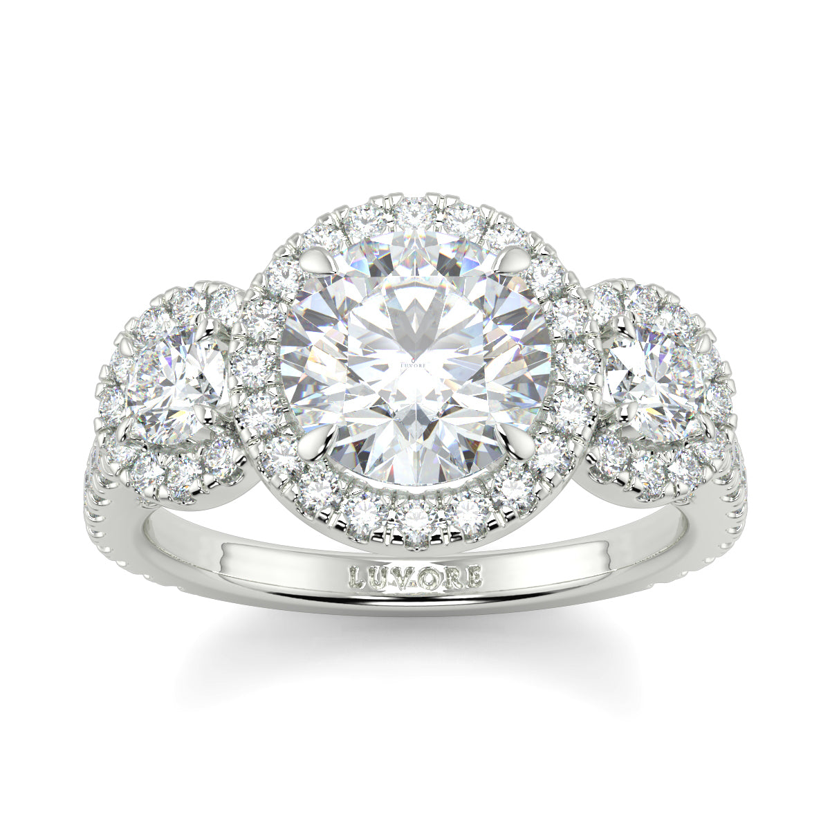 Celest - 1.5 CT - Round Trilogy Halo Diamond Ring
