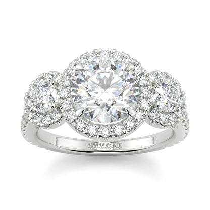 Celest - 1.5 CT - Round Trilogy Halo Diamond Ring