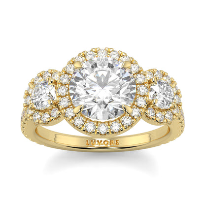 Celest - 1.5 CT - Round Trilogy Halo Diamond Ring