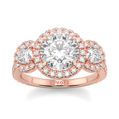 Celest - 1.5 CT - Round Trilogy Halo Diamond Ring