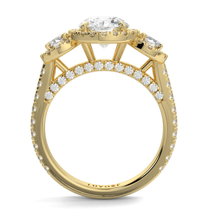 Celest - 1.5 CT - Round Trilogy Halo Diamond Ring