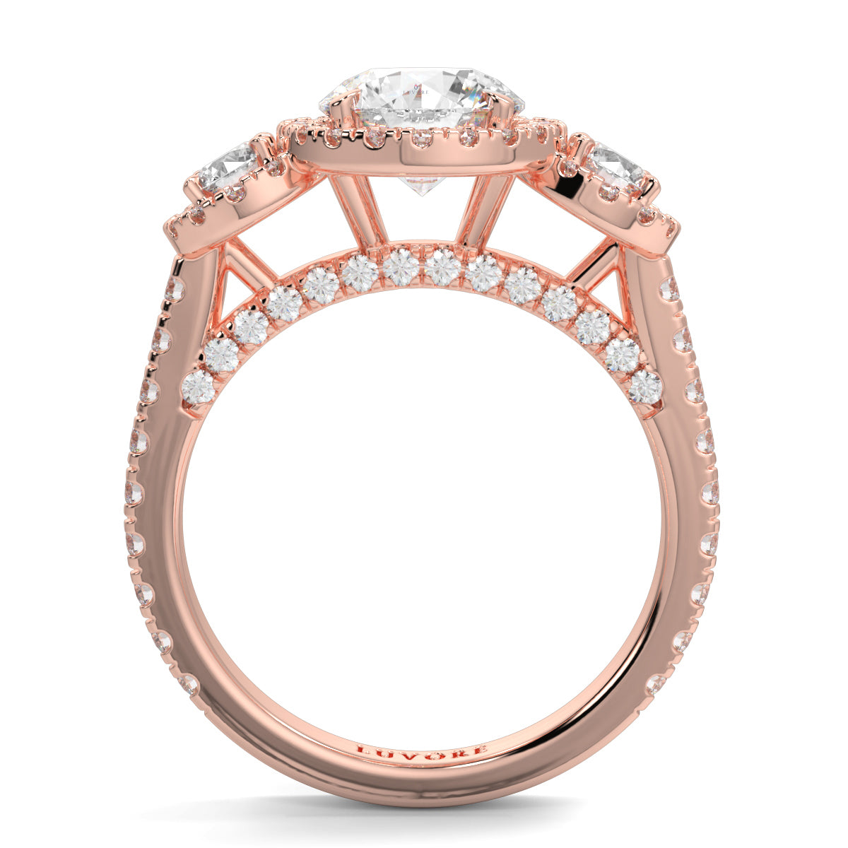 Celest - 1.5 CT - Round Trilogy Halo Diamond Ring