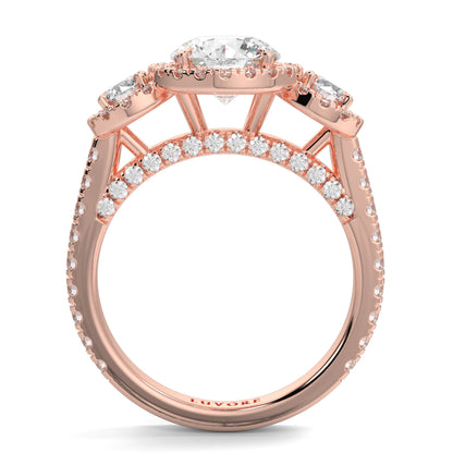 Celest - 1.5 CT - Round Trilogy Halo Diamond Ring