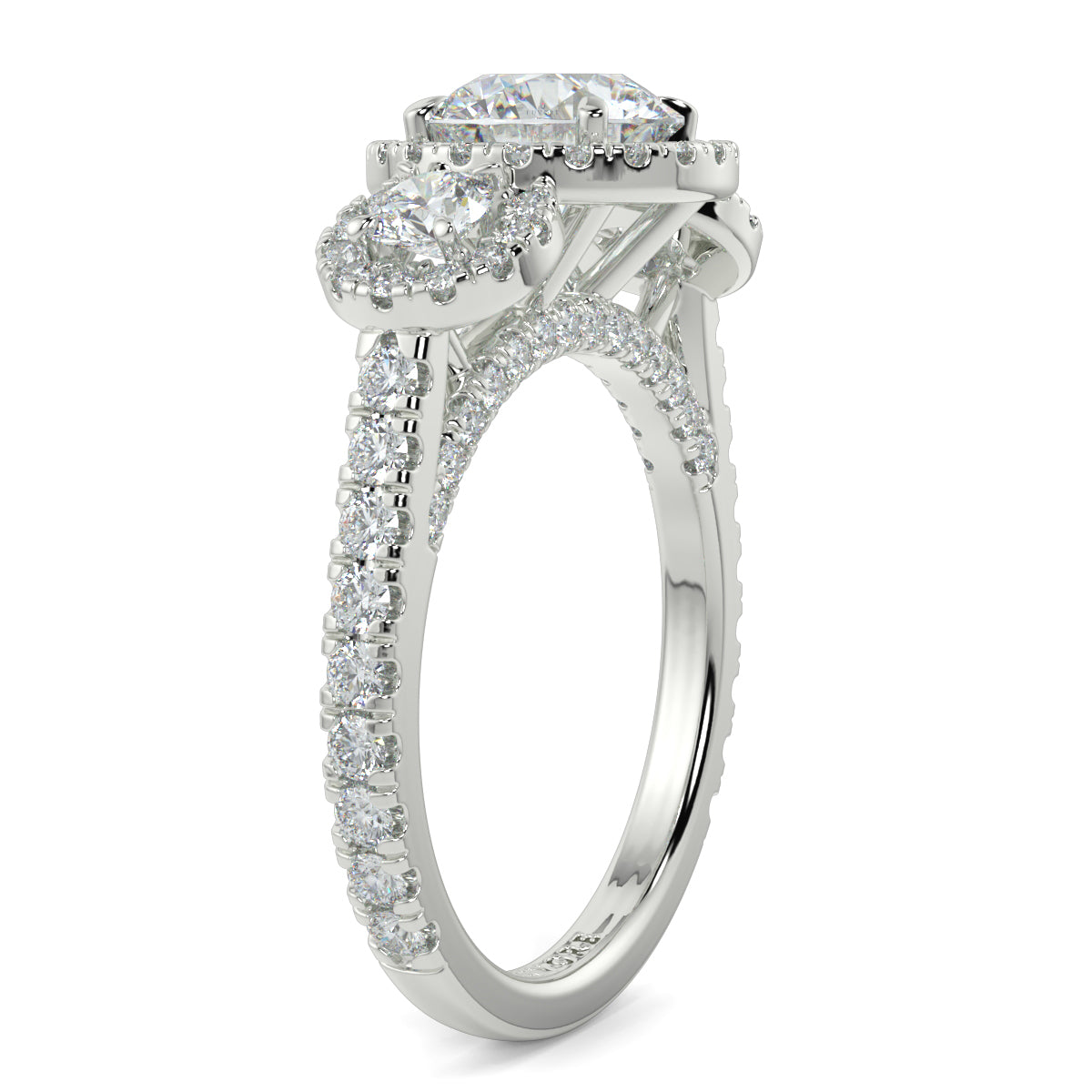 Celest - 1.5 CT - Round Trilogy Halo Diamond Ring