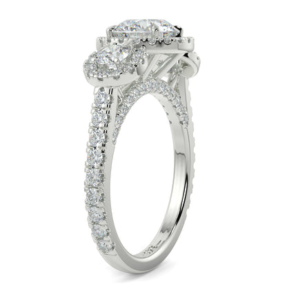 Celest - 1.5 CT - Round Trilogy Halo Diamond Ring
