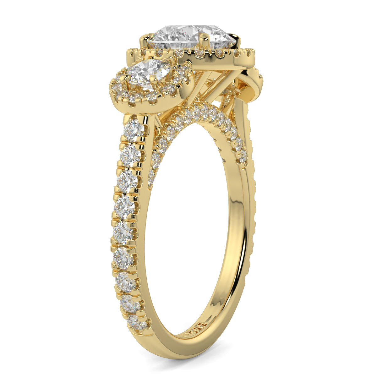 Celest - 1.5 CT - Round Trilogy Halo Diamond Ring