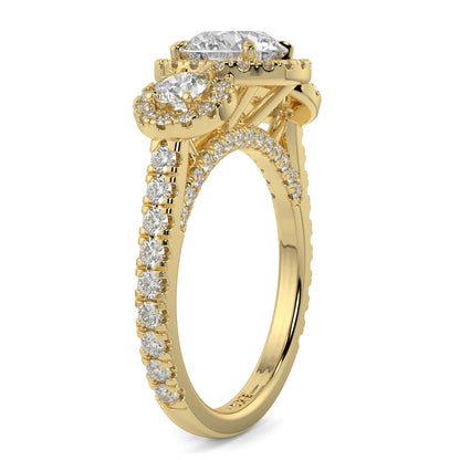 Celest - 1.5 CT - Round Trilogy Halo Diamond Ring